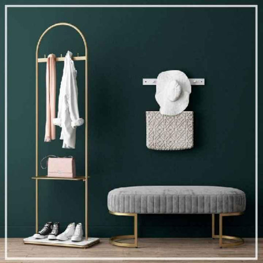 3 Seater Luxury Velvet Stool With Golden Steel Stand -1100 - 92Bedding