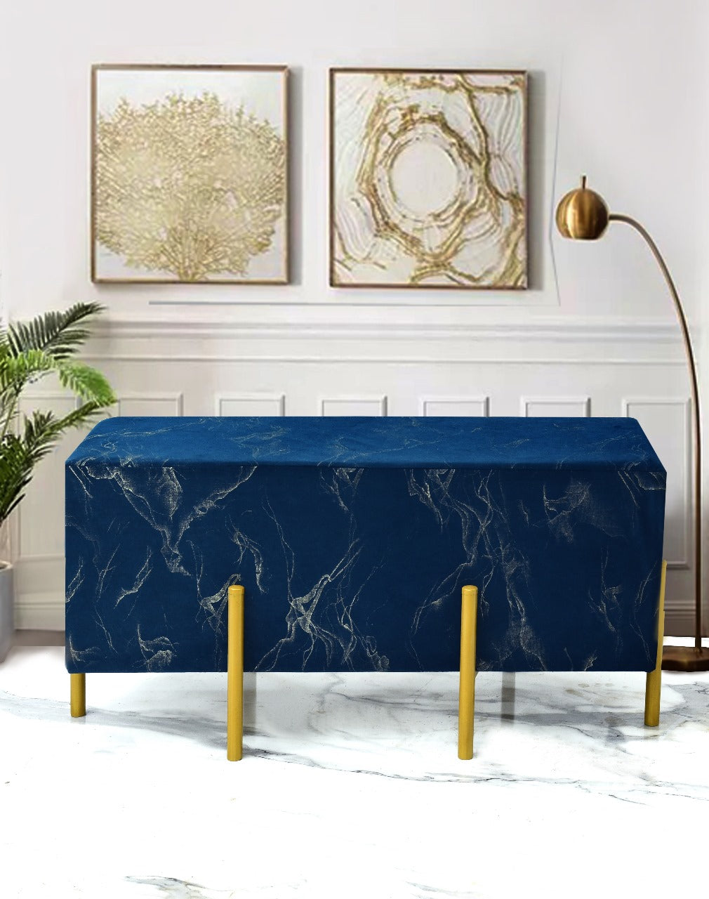 Sprinkle Printed Wooden stool 2 Seater With Steel Stand -1306