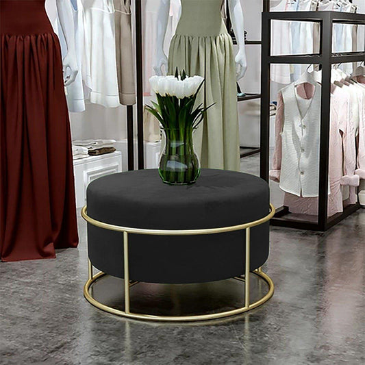Luxury Wooden Round stool With Steel Stand -305 - 92Bedding