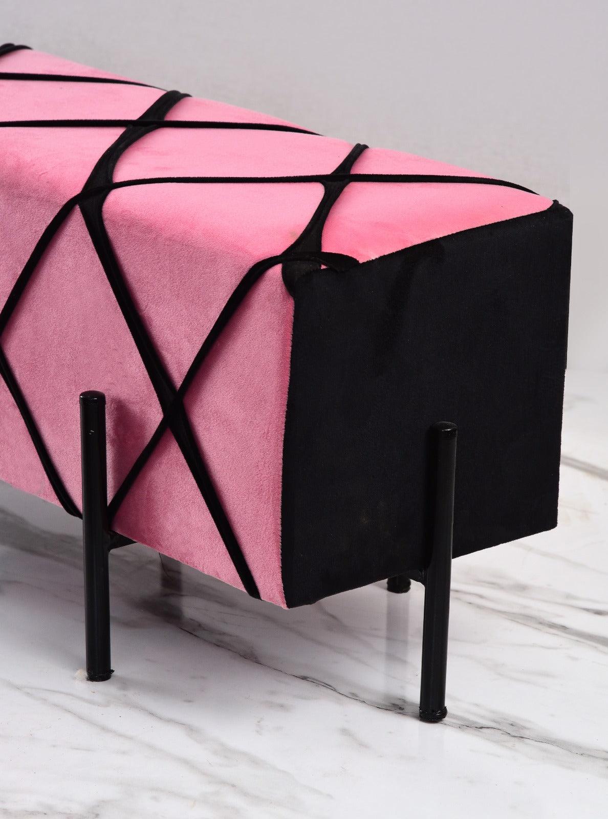 2 Seater Luxury Velvet Stool With Steel Stand -1155 - 92Bedding