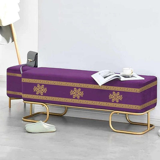3 Seater Luxury Wooden Stool With Steel Stand- 831 - 92Bedding
