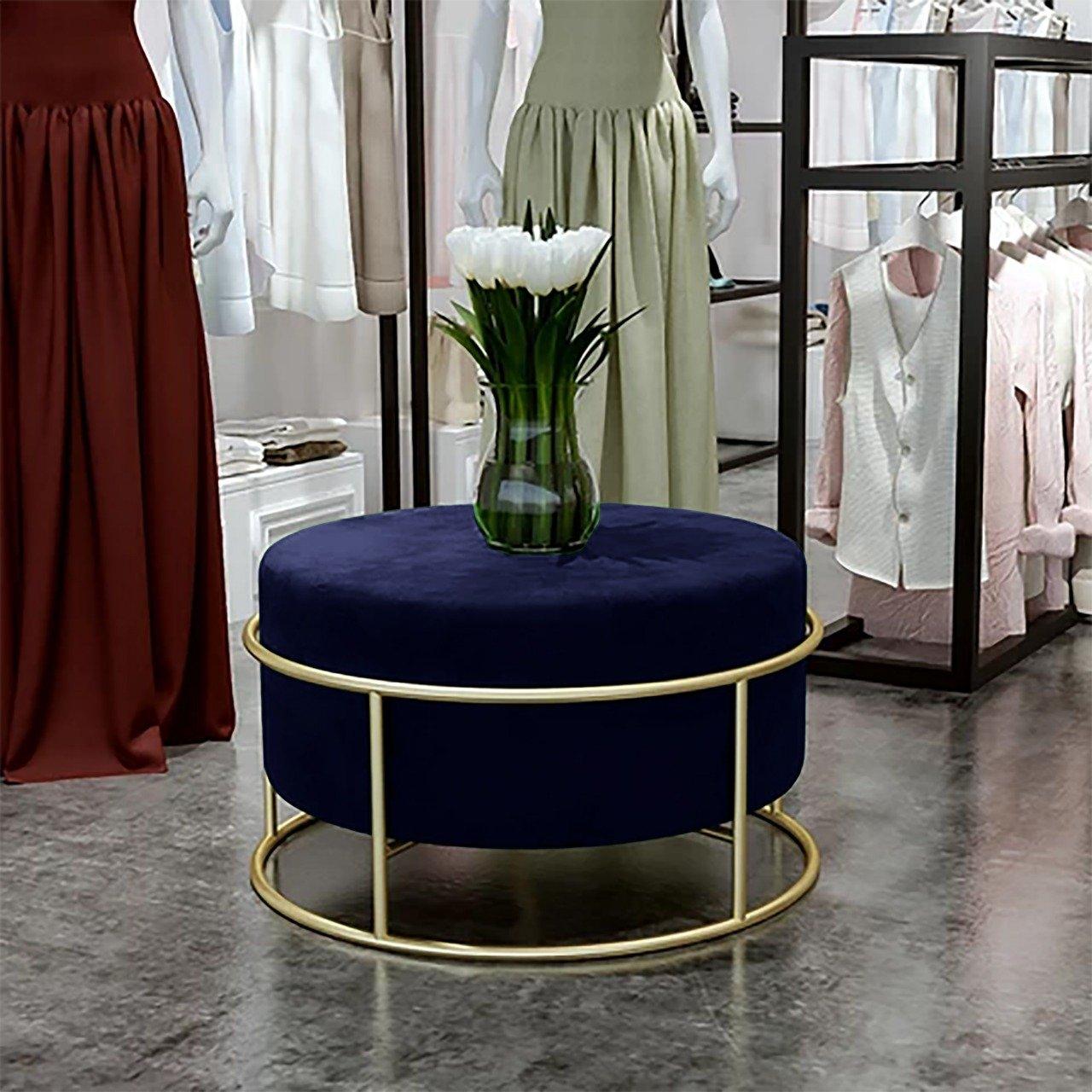 Luxury Wooden Round stool With Steel Stand -306 - 92Bedding