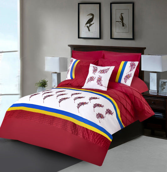 8 PCS Peacock Feather Embroidered Duvet Set 03