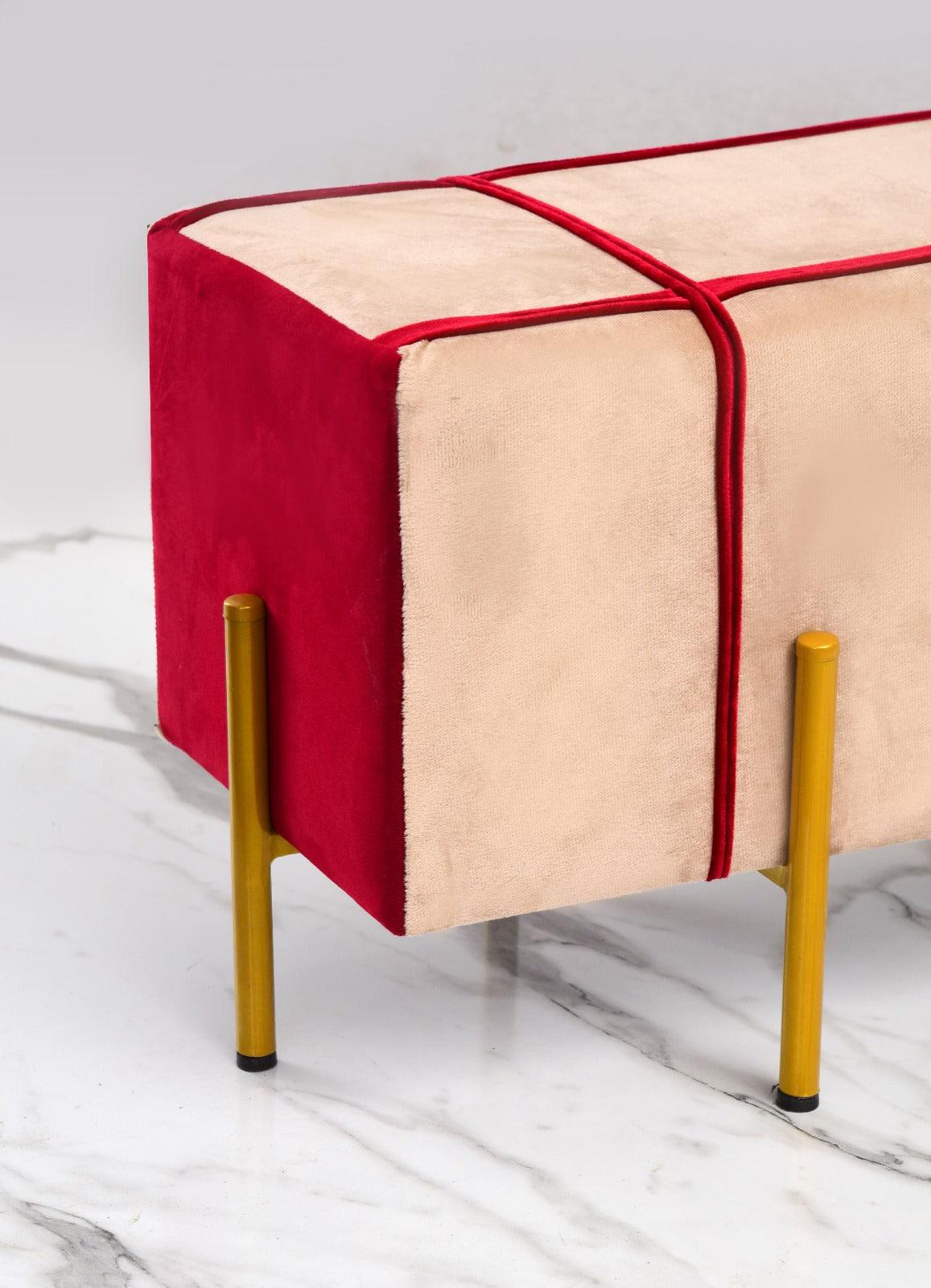 2 Seater Luxury Velvet Stool With Steel Stand -1153 - 92Bedding