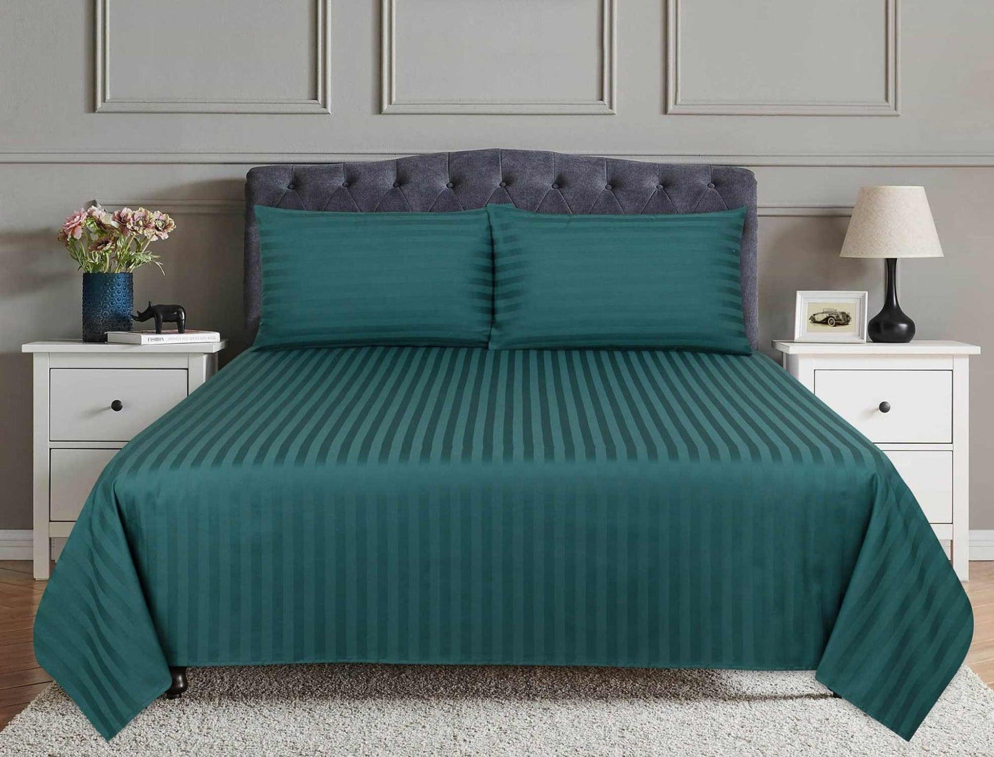 3 Pcs Satin Strip Bed Sheet Lapis NB-731 - 92Bedding