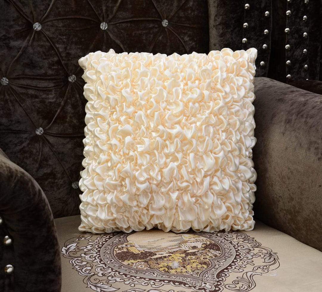 Silk Embellished Cushion Cover Cream - 92Bedding