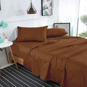 BROWN SOLID BED SHEET SET - 92Bedding