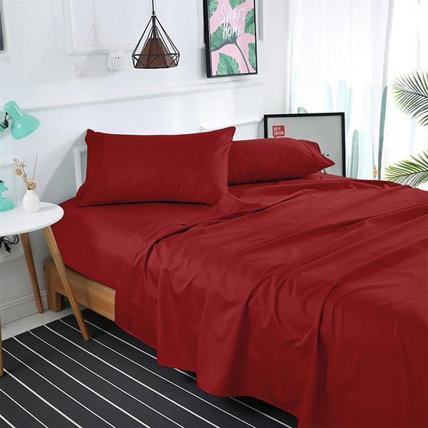 MAROON SOLID BED SHEET SET - 92Bedding