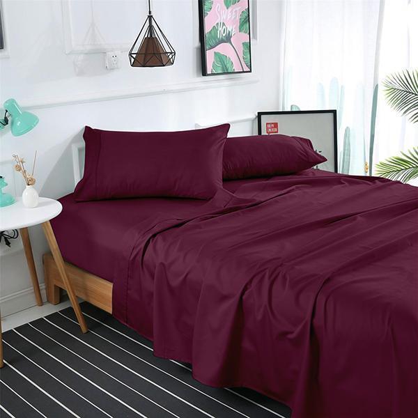 PLUM SOLID BED SHEET SET - 92Bedding