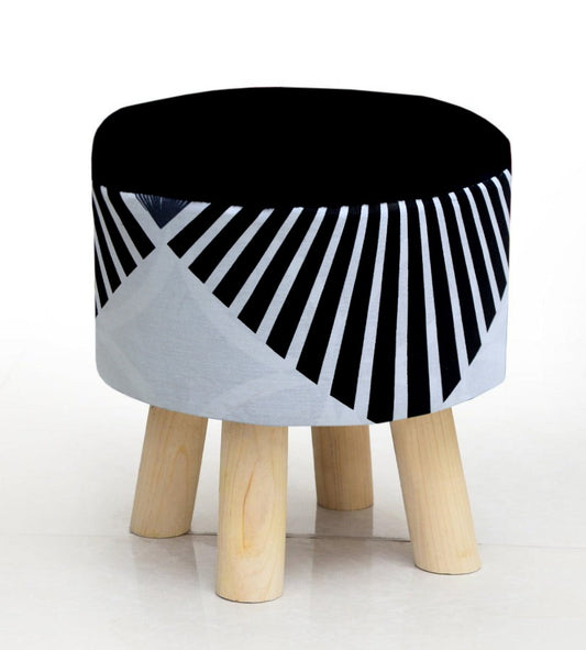 Wooden stool Printed Round Shape- 1417