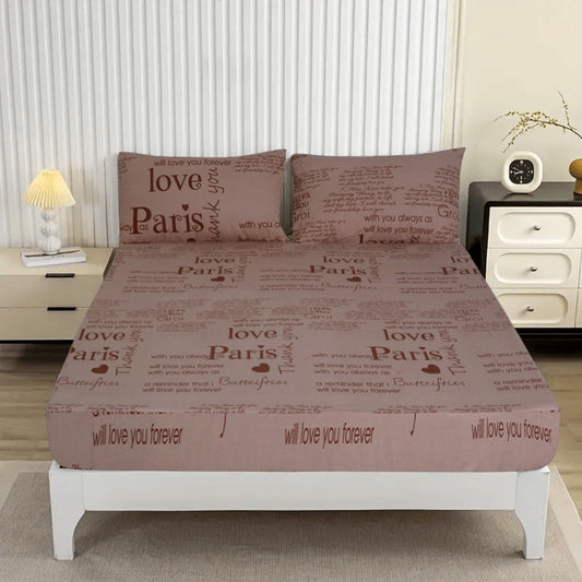 3PCS Printed Fitted Sheet with pillow Covers - 1156