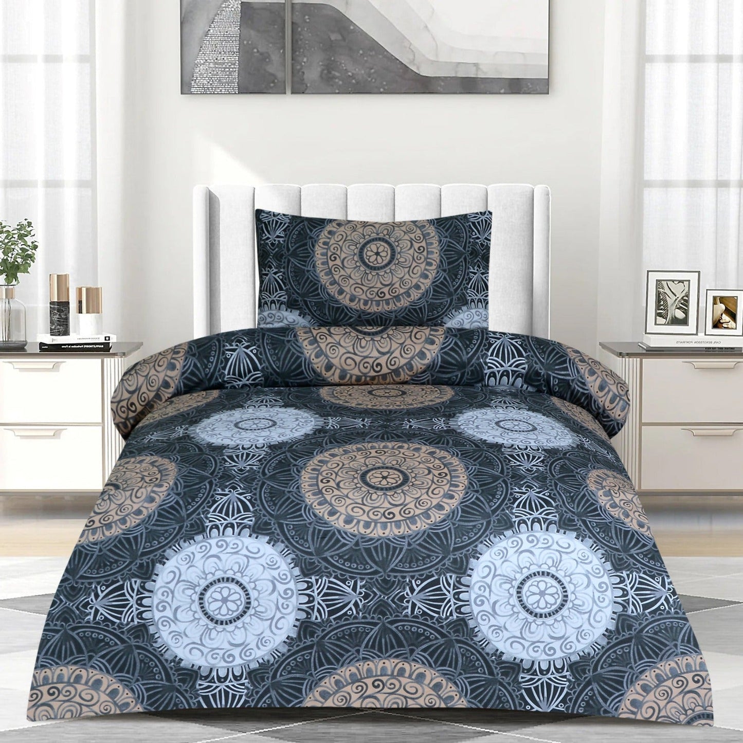 2 Pcs Printed Bed Sheet NB-1212