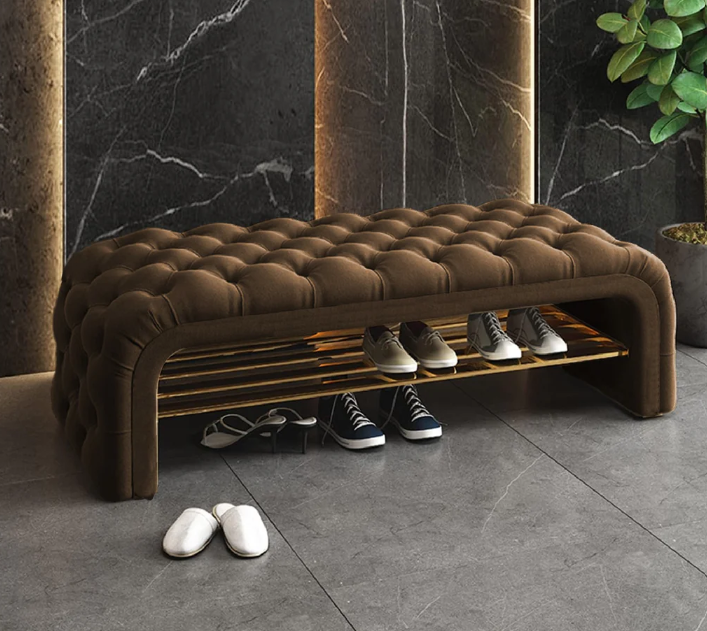 Versatile Comfort 3 Seater Luxury Velvet Stool - 1431