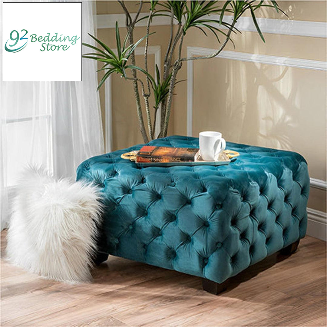 Cocktail Ottoman Square Velvet Tufted Foot stool - 1229