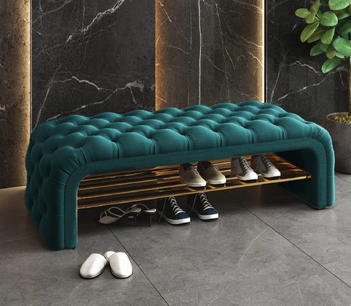 Versatile Comfort 3 Seater Luxury Velvet Stool - 1431