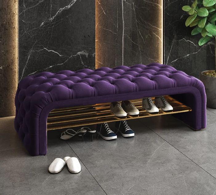 Versatile Comfort 3 Seater Luxury Velvet Stool - 1431