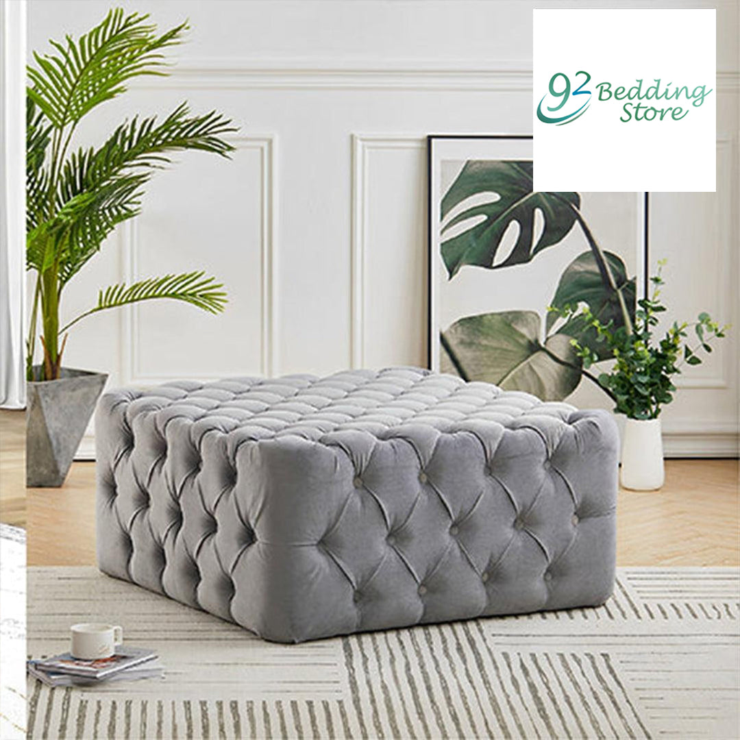 Cocktail Ottoman Square Velvet Tufted Foot stool - 1229