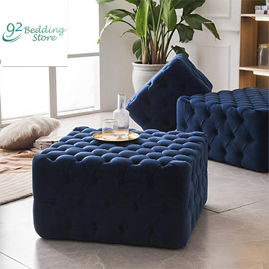 Cocktail Ottoman Square Velvet Tufted Foot stool - 1229