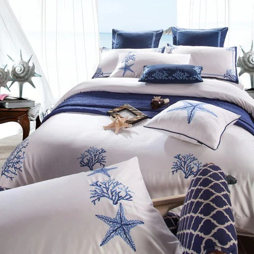 9 Pcs Luxury Embroidered Duvet Set - 1218