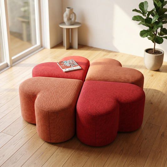 Large Heart Shaped Pouffe Stool - 1580