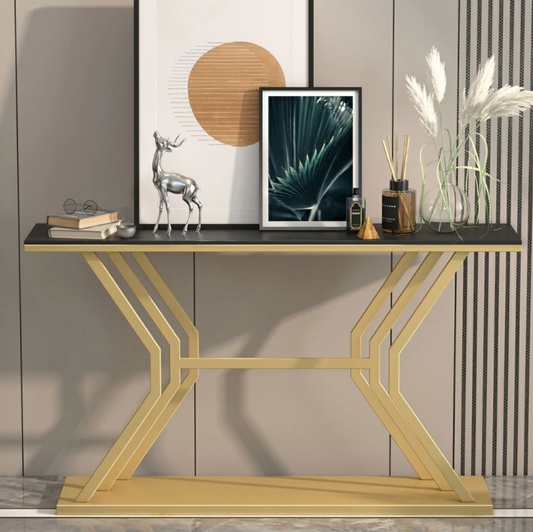 Modern Narrow Console Table with Sintered MDF Top & Metal Frame - 1404