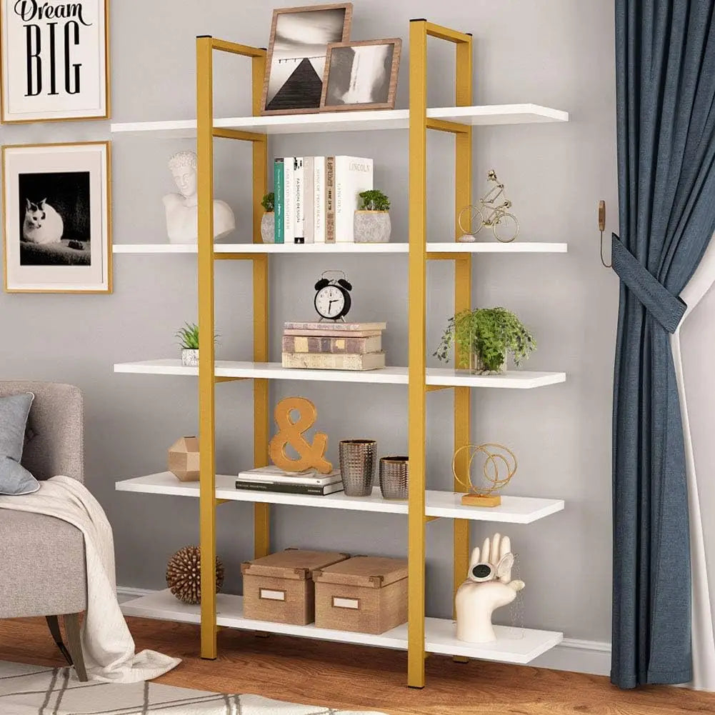 Tribesigns 5-Tier Bookshelf, Vintage Industrial Style Bookcase - 1321