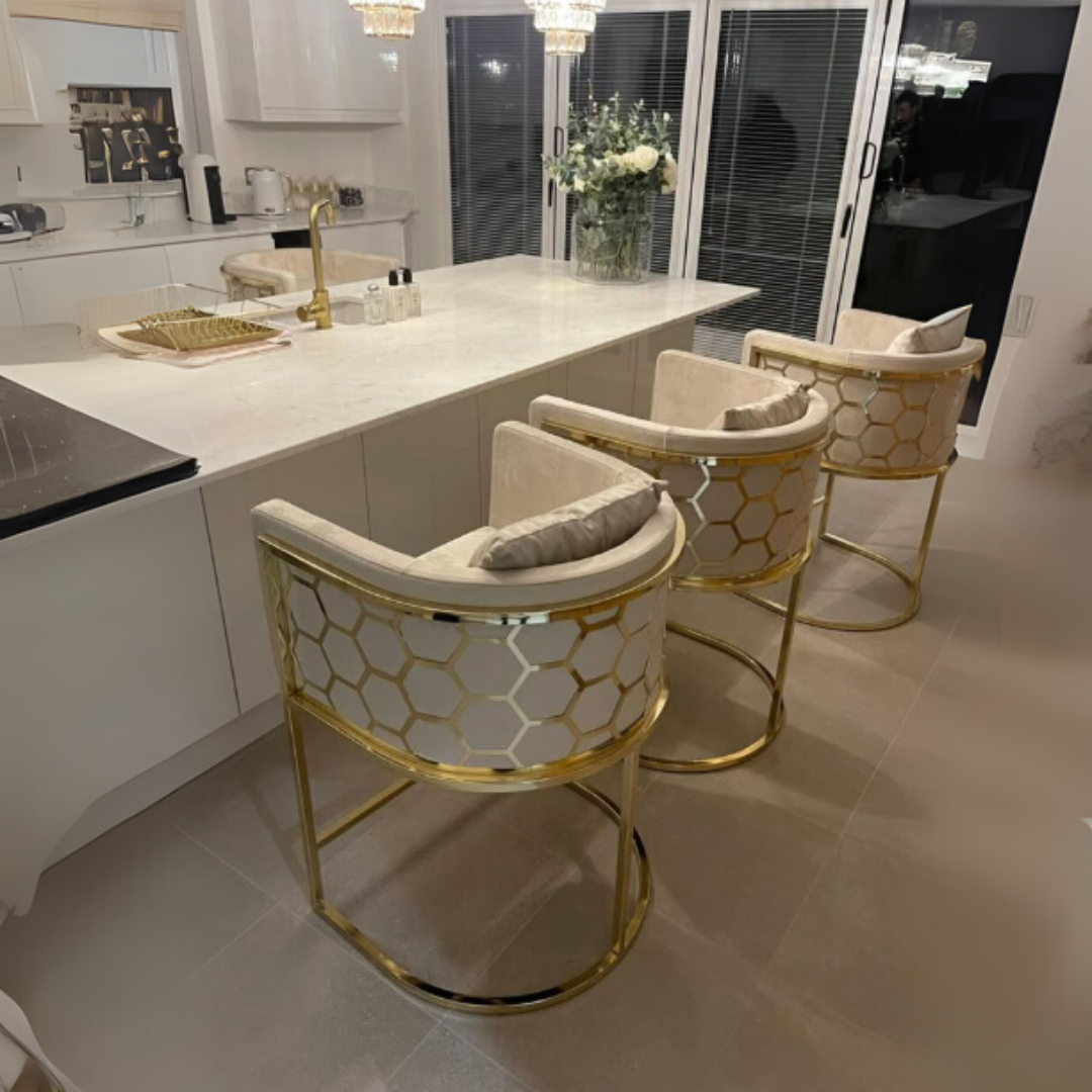 LuxeNest Upholstered Chair – Soft Velvet & Golden Frame- 1544