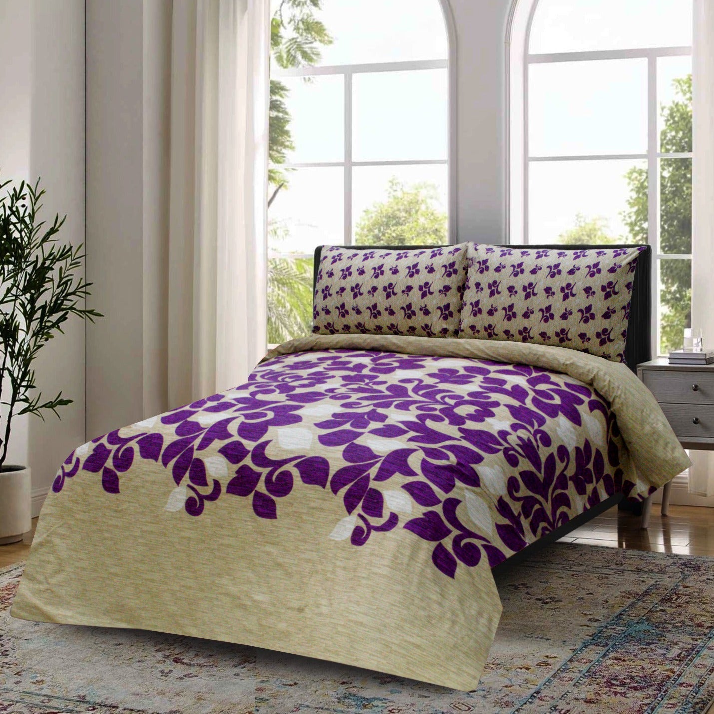 3 PCS PRINTED KING SIZE BED SHEET 836