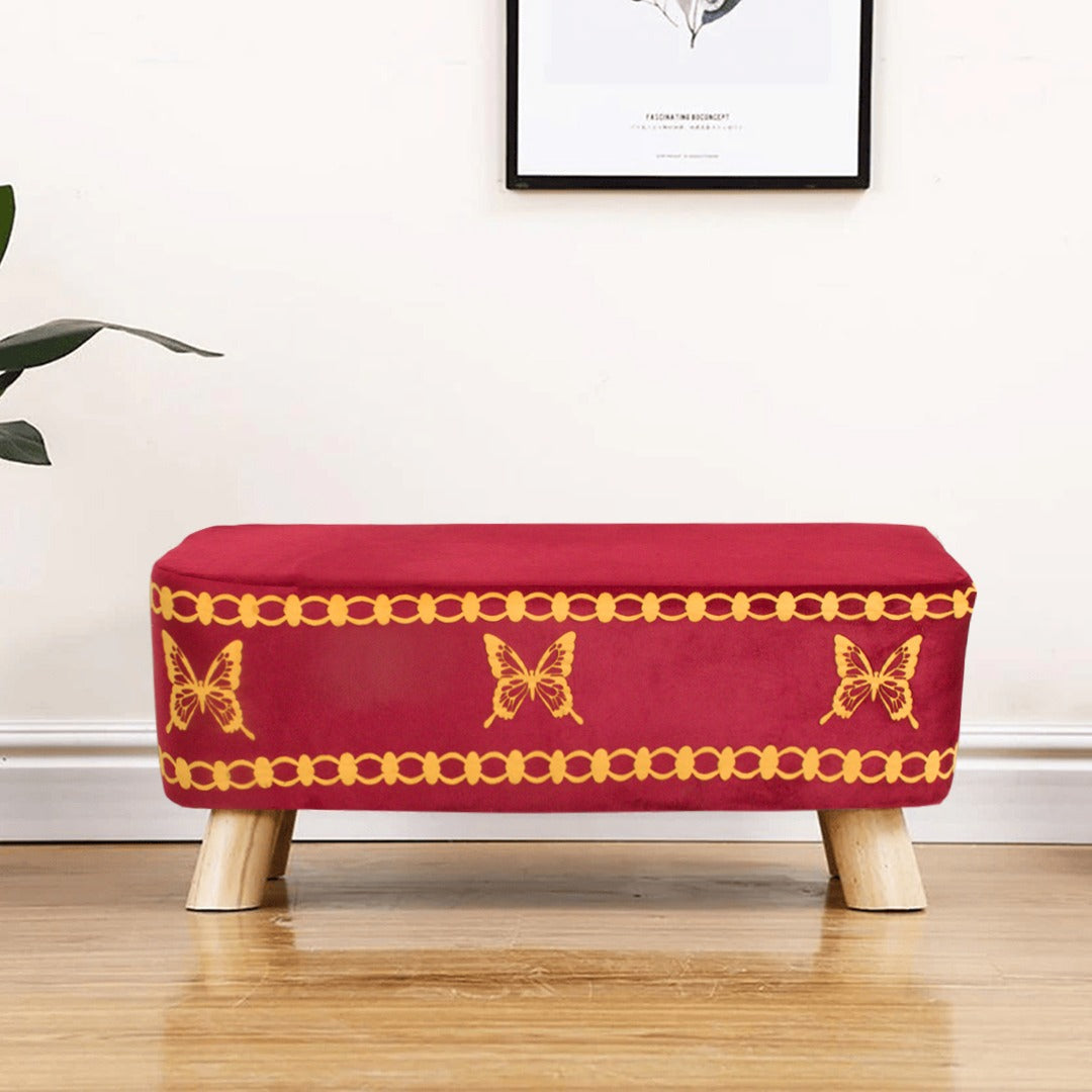 Printed Wooden stool Two Seater-1374