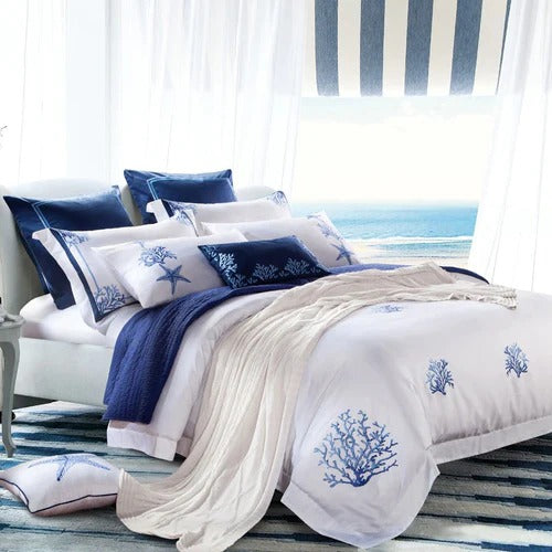 9 Pcs Luxury Embroidered Duvet Set - 1218