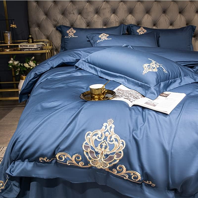 6 Pcs Luxury Satin Embroidered Duvet Set - 1222