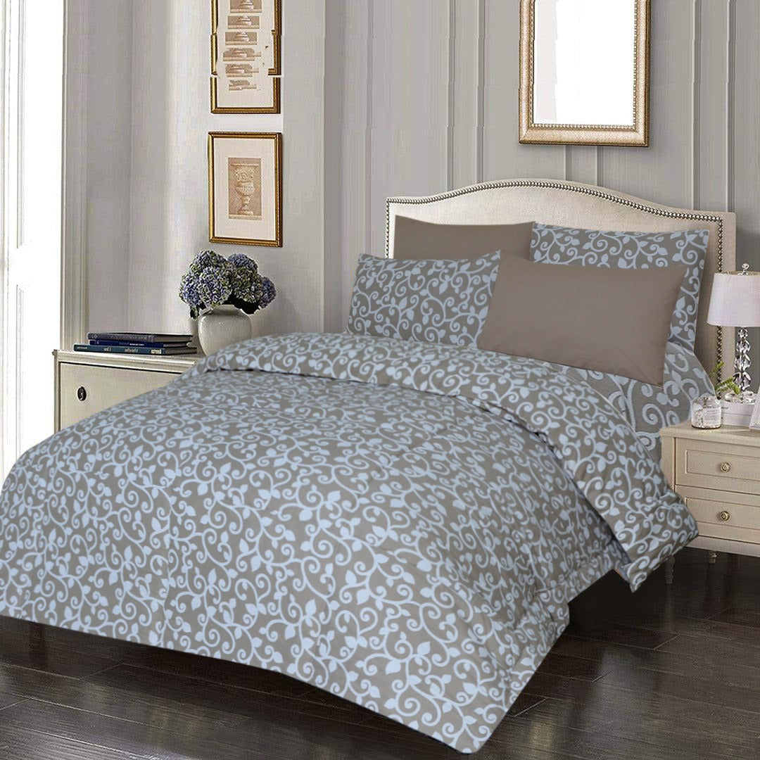 6 Pcs Luxury Printed Comforter Set - 1226