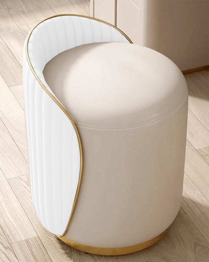 Elegant Upholstered Vanity Stool with Back - 1446