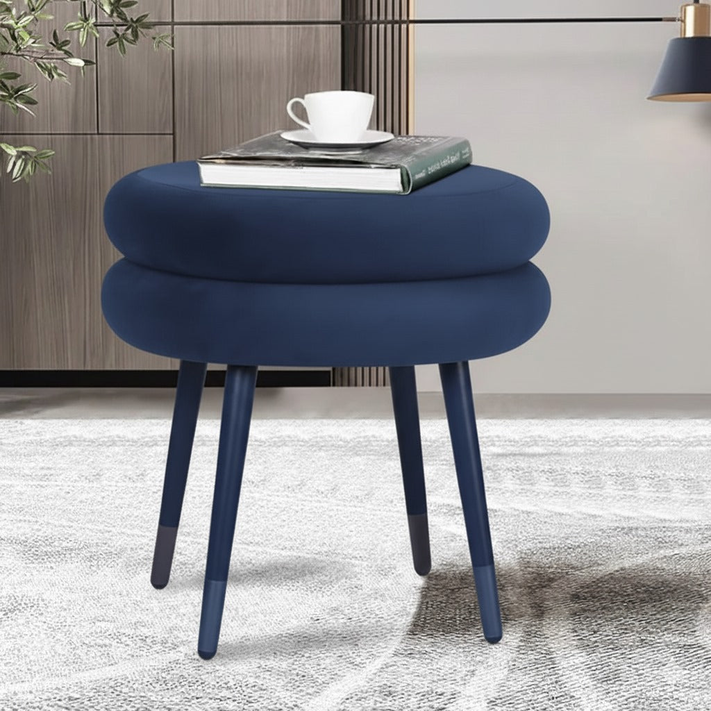 Double Layer Flannel Round Footrest Stool - 1444