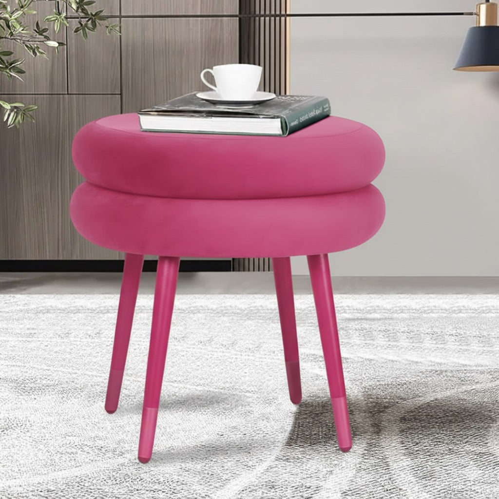 Double Layer Flannel Round Footrest Stool - 1444
