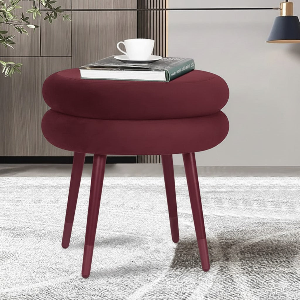 Double Layer Flannel Round Footrest Stool - 1444