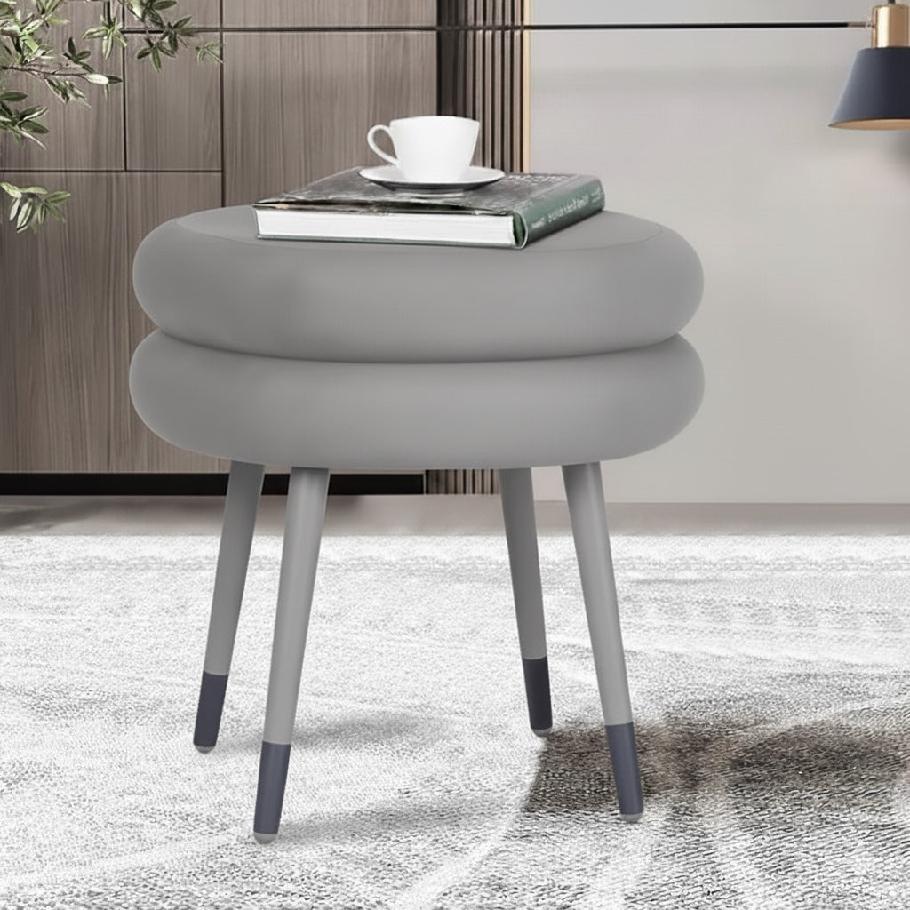 Double Layer Flannel Round Footrest Stool - 1444