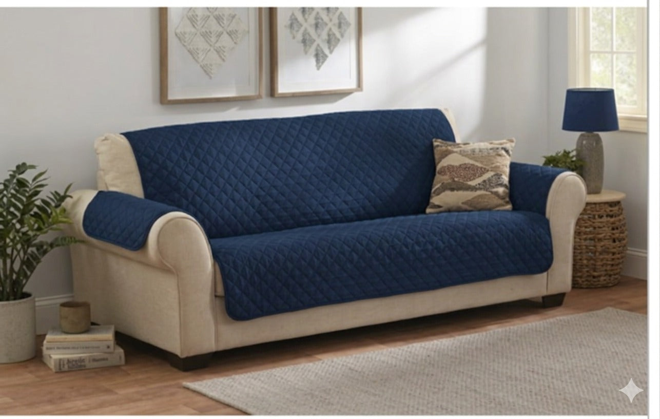 Quilted Sofa covers Non-slip W/Piping Navy (002)