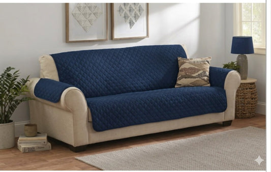 Quilted Sofa covers Non-slip W/Piping Navy (002)