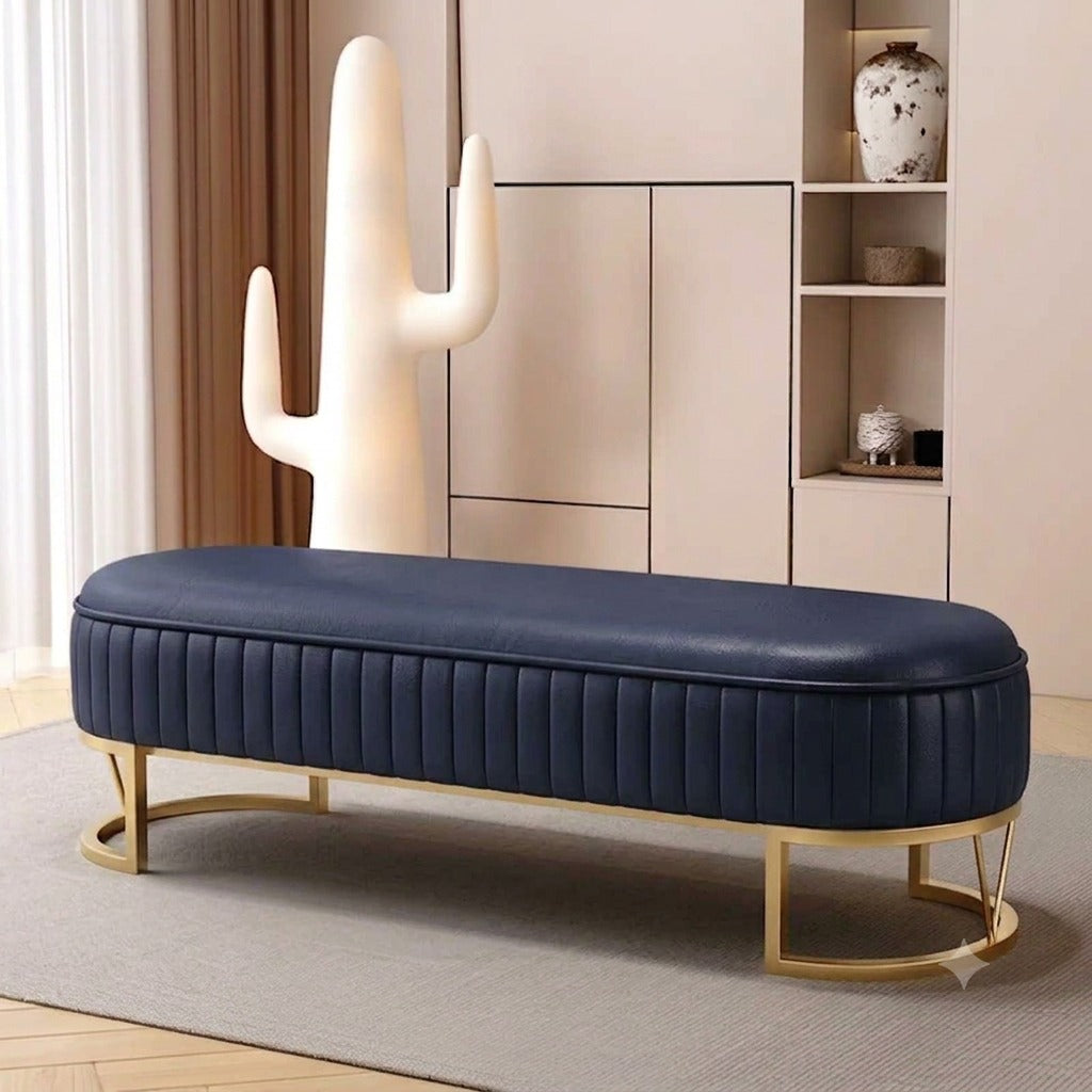 3 Seater Leathered Modern Luxury Ottoman Stool- 1490
