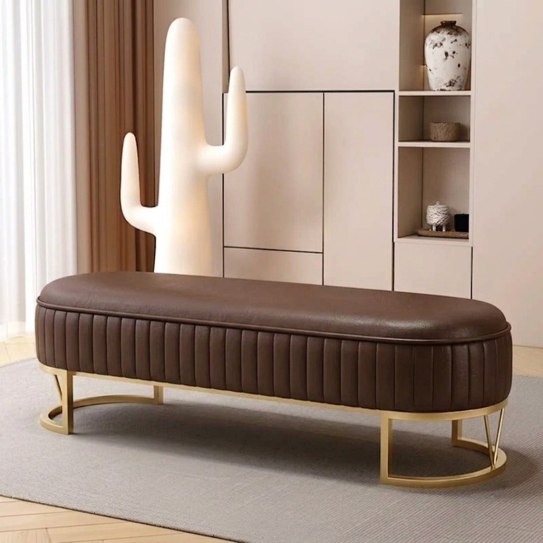 3 Seater Leathered Modern Luxury Ottoman Stool- 1490