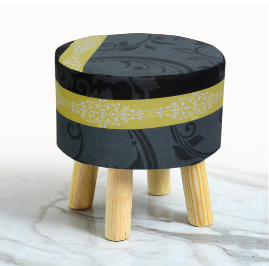 Wooden stool Printed Round Shape- 1425