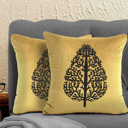 Pack of 2 Luxury Velvet Cushion covers with Motif - 1213