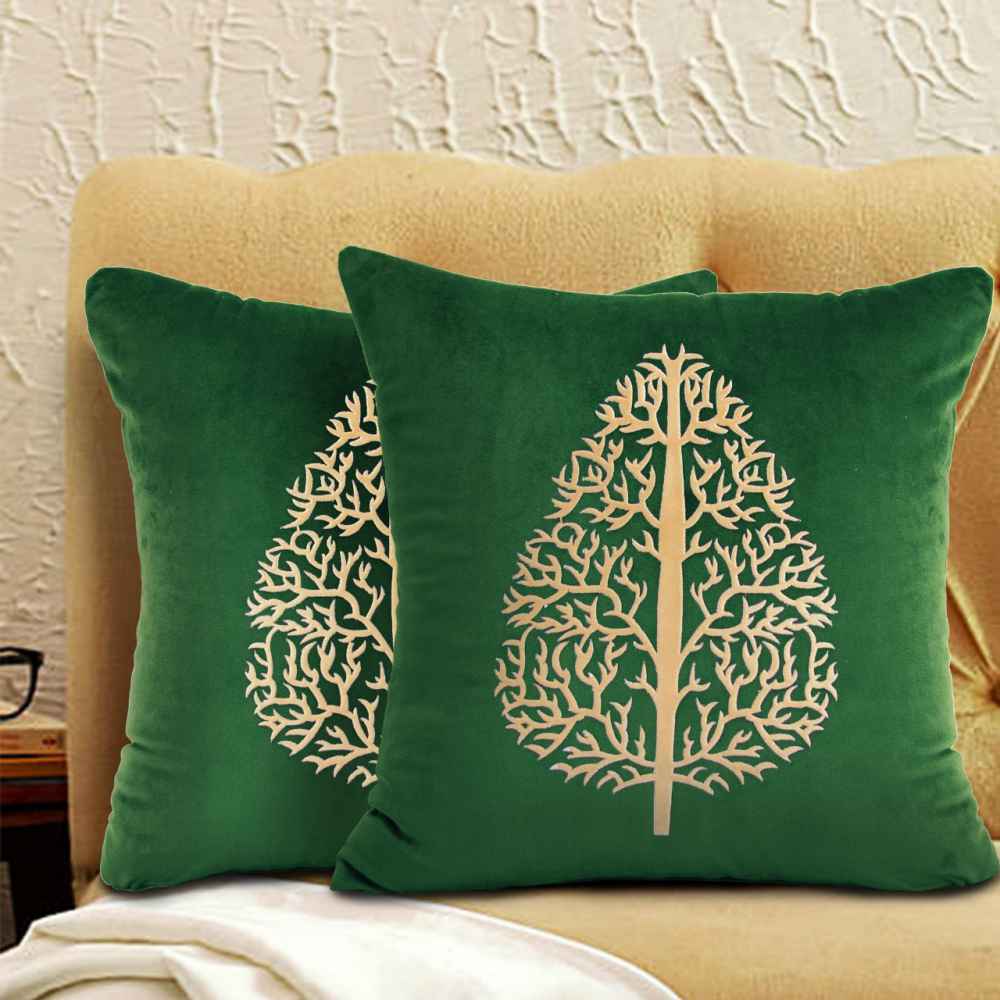 Pack of 2 Luxury Velvet Cushion covers with Motif - 1213