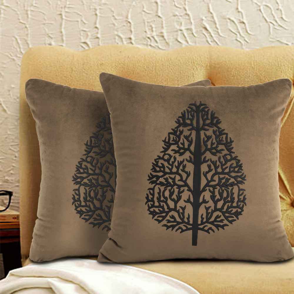 Pack of 2 Luxury Velvet Cushion covers with Motif - 1213