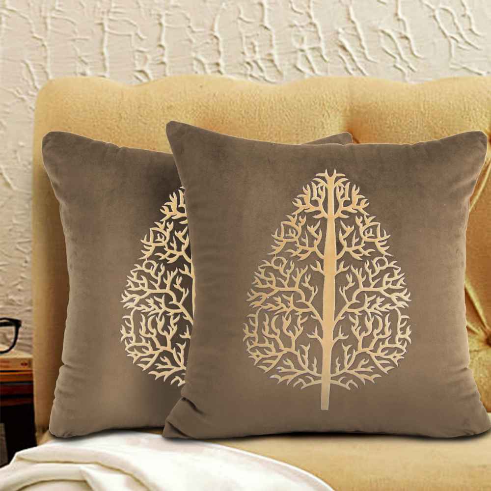 Pack of 2 Luxury Velvet Cushion covers with Motif - 1213