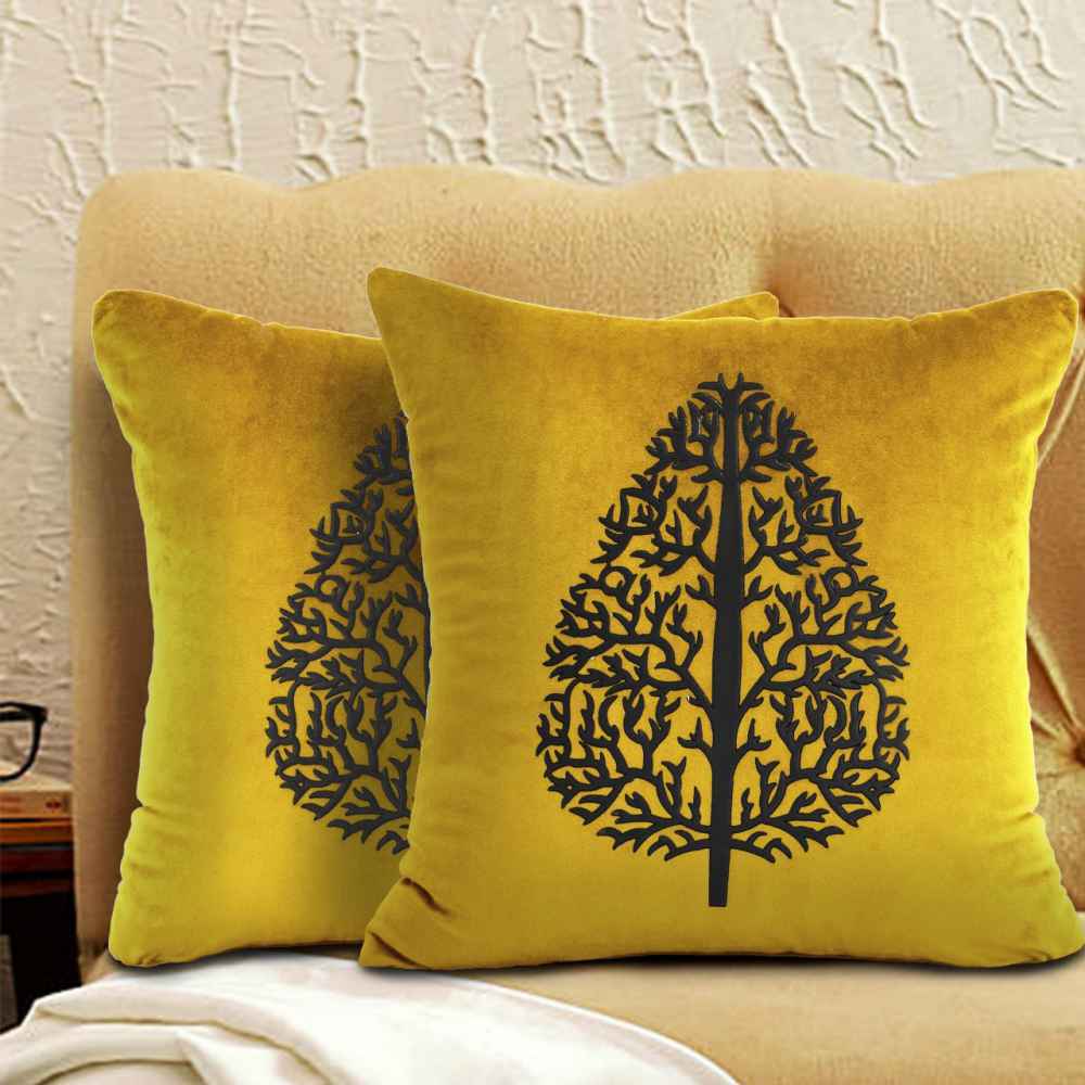 Pack of 2 Luxury Velvet Cushion covers with Motif - 1213