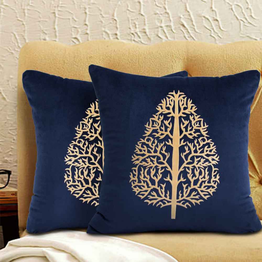 Pack of 2 Luxury Velvet Cushion covers with Motif - 1213