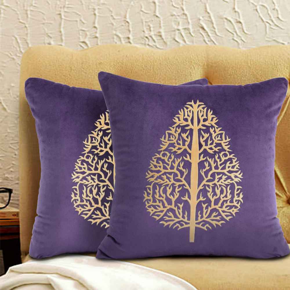 Pack of 2 Luxury Velvet Cushion covers with Motif - 1213