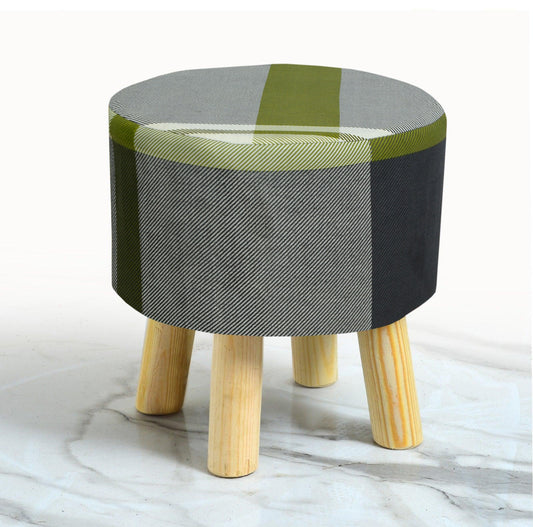 Wooden stool Printed Round Shape- 1424